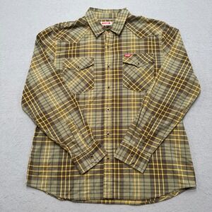NEW Wrangler Western Shirt Men's Large Plaid Button Down Long Sleeve Workwear